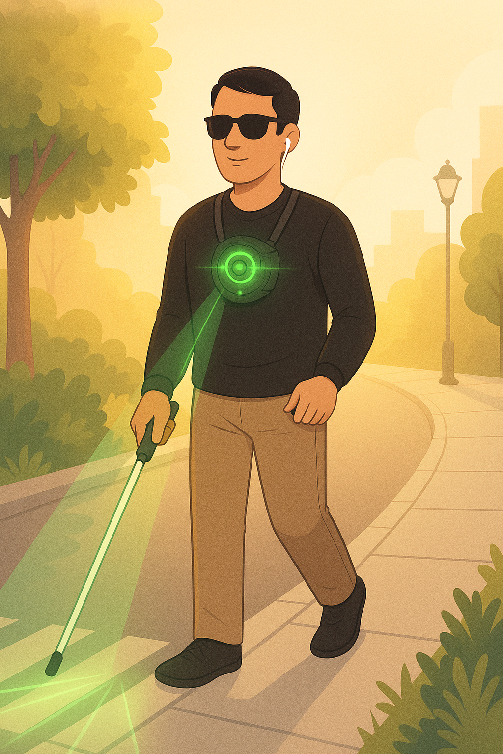 Blind person with smart device